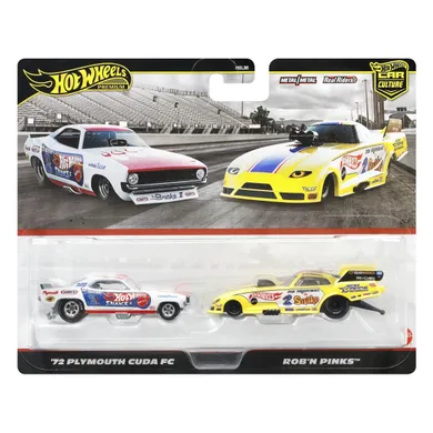 Hot Wheels, Premium, Car Culture, '72 Plymouth CUDA FC & Rob'N Pinks, set de 2 masini, scara 1:64, JBL01