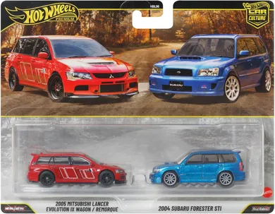 Hot Wheels, Premium, Car Culture, Mitsubishi Lancer Evolution IX Wagon & Subaru Forester, set de 2 masini, scara 1:64, JHW46