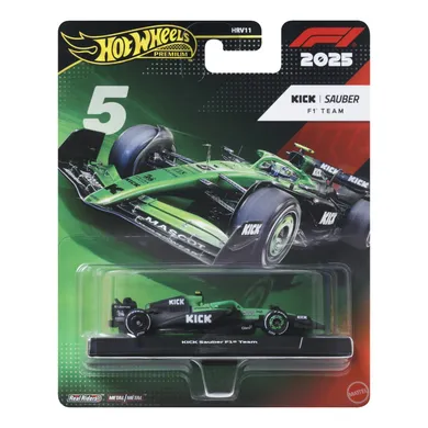 Hot Wheels, Premium, Formula 1, Kick Sauber F1 Team (#5), masina, scara 1:64, JKD89