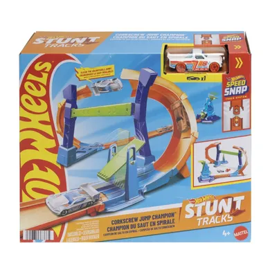 Hot Wheels, Stunt Tracks, Corkscrew Jump Champion, set de joaca cu masina