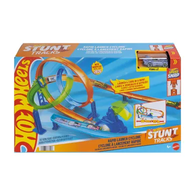 Hot Wheels, Stunt Tracks, Rapin Launch Cyclone, set de joaca cu masina