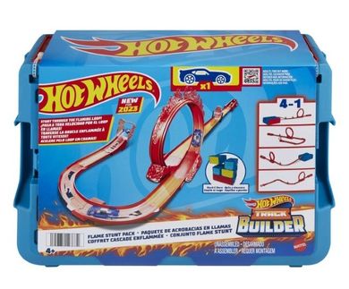 Hot Wheels Track Builder, Flame Stunt Pack, set de joaca