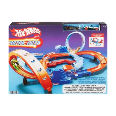 Hot Wheels, Ultra Hots, Blast Launch Face-Off, set de joaca + 2 masini