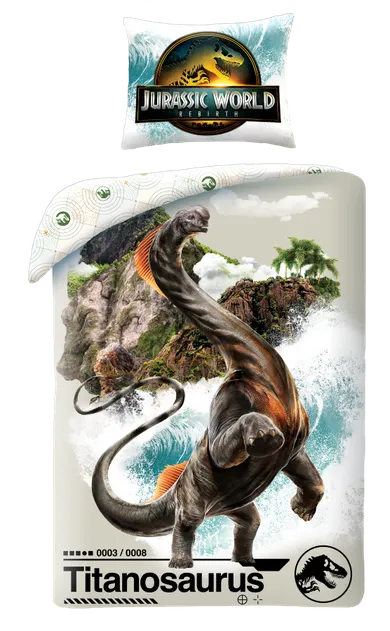 Jurassic World, set lenjerie de pat single, din microfibra, 140-200 cm