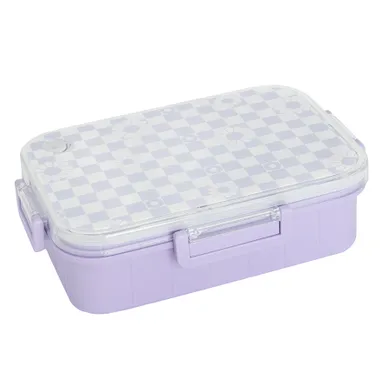 Kayokki, cutie de pranz compartimentata, 23-7-17 cm, 1200 ml, carouri, alb-violet
