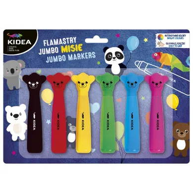 Kidea, markere jumbo, set cu figurina, ursuleti, 6 culori