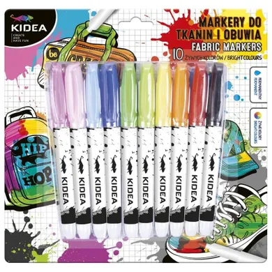 Kidea, markere pentru incaltaminte si materiale textile, 10 culoare