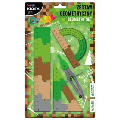 Kidea, set geometric cu rigla 20 cm, 4 elemente