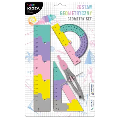 Kidea, set geometric cu rigla 20 cm, 4 elemente