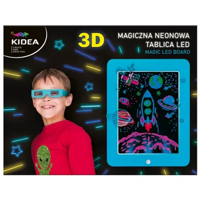 Kidea, tableta magica 3D cu neon, LED, albastru