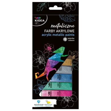 Kidea, vopsele acrilice, metalice, 12-12ml