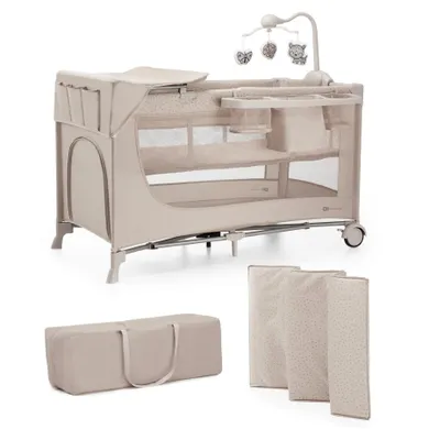 Kinderkraft, Joy 2, patut de calatori cu accesorii, 3in1, Beige