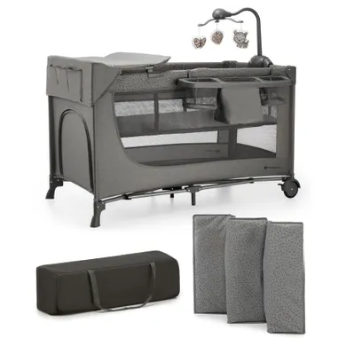 Kinderkraft, Joy 2, patut de volaj cu accesorii, 3in1, Dark Grey