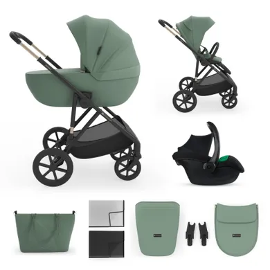 Kinderkraft, Prime 3, carucior multifunctional, 3in1, Dark Green
