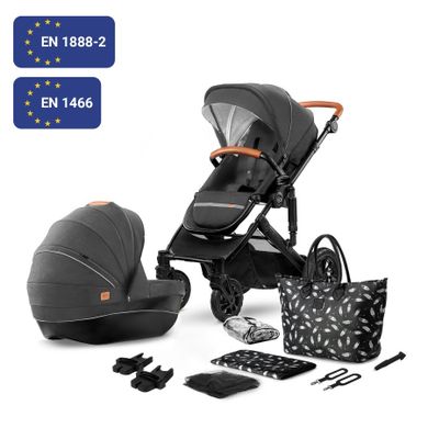 Kinderkraft, Prime, carucior multifunctional 2in1, negru + geanta Mommy Bag