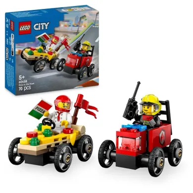 LEGO City, Pachet de curse Furgoneta de pizza vs. autospeciala de pompieri, 60458