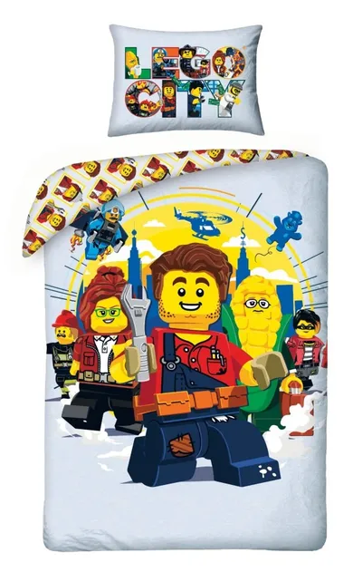 Lego City, set lenjerie de pat single, 140-200 cm