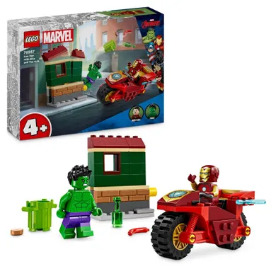 LEGO Marvel, Iron Man cu motocicleta si Hulk, 76287