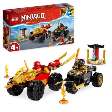 LEGO NINJAGO, Infruntarea dintre Kai in masina si Ras pe motocicleta, 71789