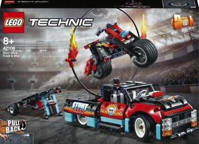 LEGO Technic, Camion si motocicleta pentru cascadorii, 42106