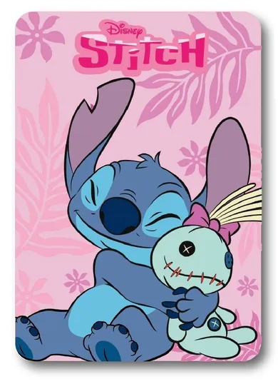 Lilo si Stitch, patura polar, roz, 100-140 cm