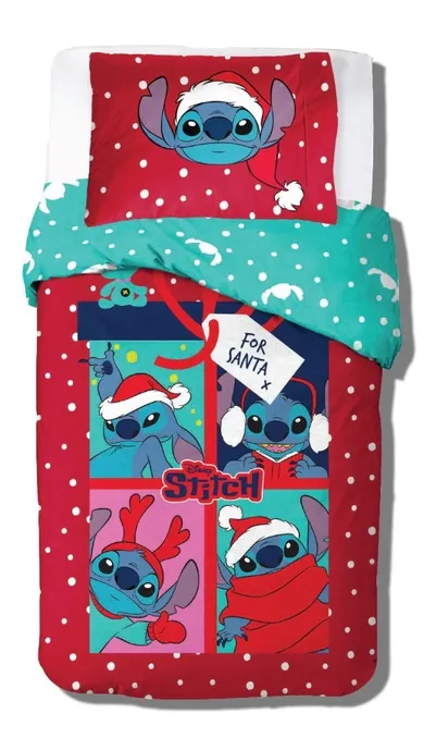 Lilo si Stitch, set lenjerie de pat single, din bumbac, 140-200 cm