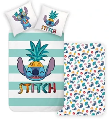 Lilo si Stitch, set lenjerie de pat single, din bumbac, 160-200 cm