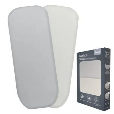 Lionelo, cearceaf cu elasic, din bambus, alb/gri, 28-70 cm, 2 buc.