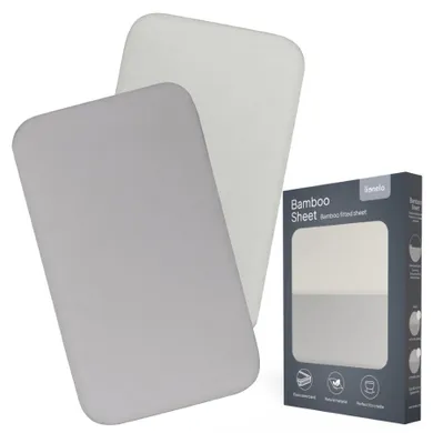 Lionelo, cearceaf cu elasic, din bambus, alb/gri, 42-80 cm, 2 buc.