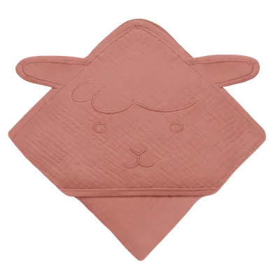 Lionelo, Muslin, prosop de baie cu gluga, Red Coral