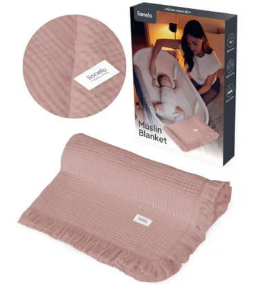 Lionelo, paturica din muselina, Dusty Pink, 70-100 cm