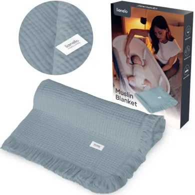 Lionelo, paturica din muselina, Stone Blue, 70-100 cm
