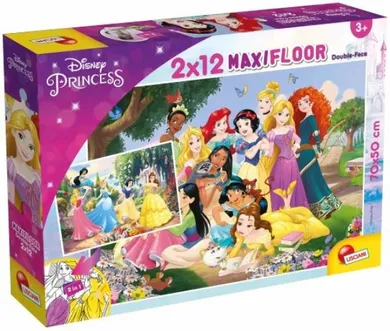 Lisciani, Disney Princess, puzzle maxifloor cu doua fete, 2-12 piese, 50-35 cm