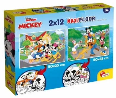 Lisciani, Mickey Mouse, puzzle maxifloor cu doua fete, 2-12 piese, 50-35 cm