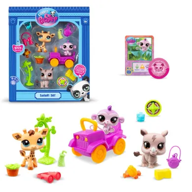 Littlest Pet Shop, Safari, set de 3 figurine si accesorii