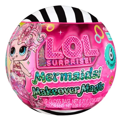 L.O.L. Surprise, Mermaids! Makeover Magic, bila surpriza cu papusa si luciu de buze, 1 buc.