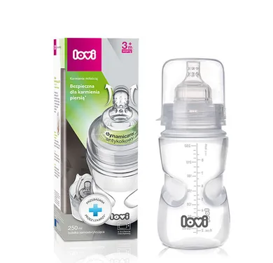 LOVI, Biberon cu autosterilizare 250 ml, 3 m+