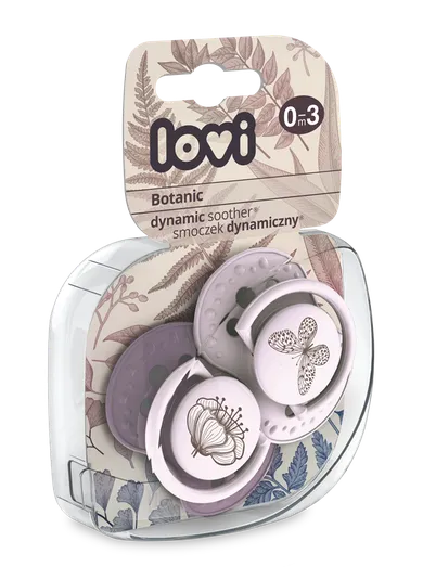 Lovi, Botanic Girl, suzeta dinamica din silicon, 0-3 luni, 2 buc.