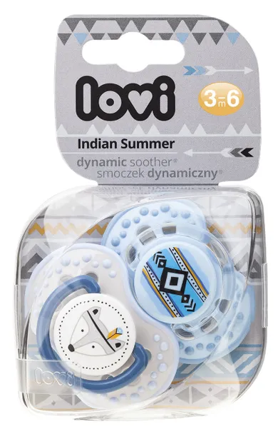 Lovi, Indian Summer Boy, suzeta dinamica din silicon, 3-6 luni, 2 buc.