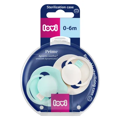 Lovi, Prime, suzeta dinamica din silicon, Logoon/Mint Cream, 0-6 luni, 2 buc.