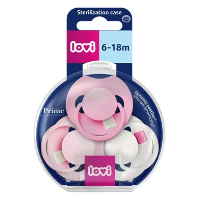 Lovi, Prime, suzeta dinamica din silicon, Peony Pink, 6-18 luni, 3 buc.