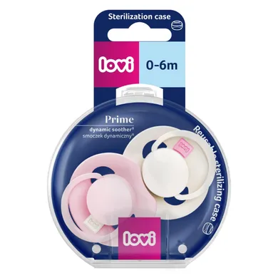 Lovi, Prime, suzeta dinamica din silicon, Rose Cream, 0-6 luni, 2 buc.