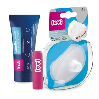 Lovi, Skin Touch, protectii din silicon pentru mameloane, marime M/L + unguent cu lanolina, 37 g