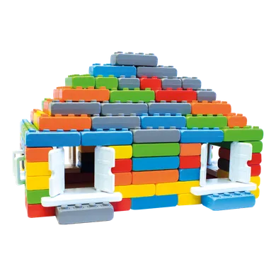 Marioinex, Junior, set de constructie, blocuri XL cu ferestre si usi, 140 piese