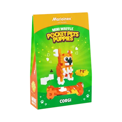 Marioinex, Mini Waffle, Pocket Pets Puppies, Welsh Corgi Pembroke, set de constructie, 49 piese