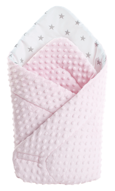 Medi Partners, Stars, paturica - sistem de infasat pentru bebelusi, minky, alb, roz deschis