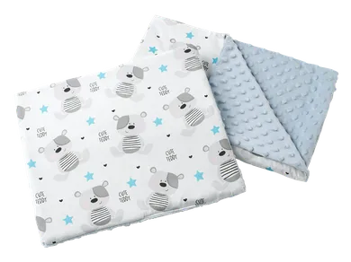 Medi Partners, Teddy, plapuma cu perna pentru carucior, albastru, 55-75 cm
