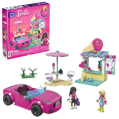 Mega Barbie, Cabriolet & Ice Cream Stand, set de constructie, 226 piese
