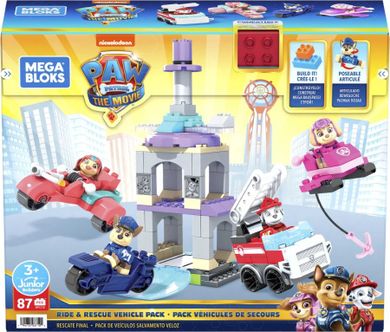 Mega Bloks, Paw Patrol. Set vehicule de urgenta, piese, 87 elemente