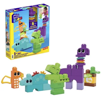 Mega Bloks, Squeak 'n Chomp Dinos, set de constructie, 24 piese